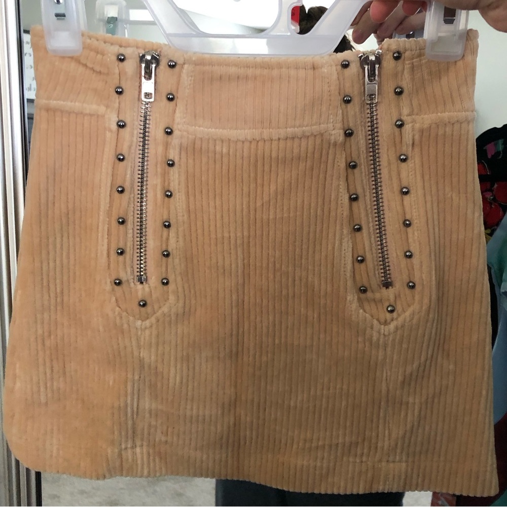 POL Cream Velvet Mini Skirt